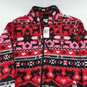Vera Bradley Nordic‎ Stripe Red Fleece Full Zip Jacket Medium Fair Isle Ski NEW